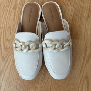 Lane Bryant Cream Mules with Chain Detail